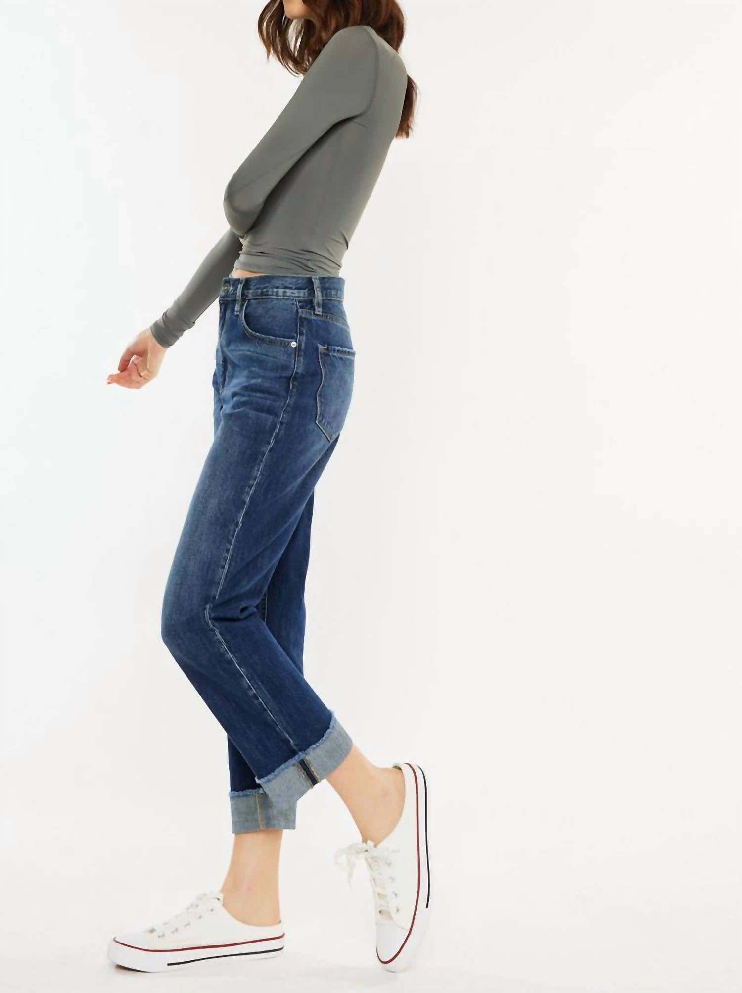 Kancan - High Rise Cuffed Straight Leg Jean