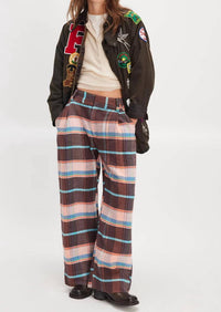 Free People - Buckle Back Plaid Bold Trousers
