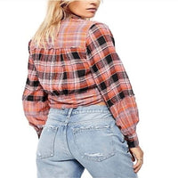 Free People First Bloom Plaid Shirt in red - women's shirt - alternate view