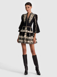 Alice + Olivia - Valencia Deep V Long Sleeve Mini Dress