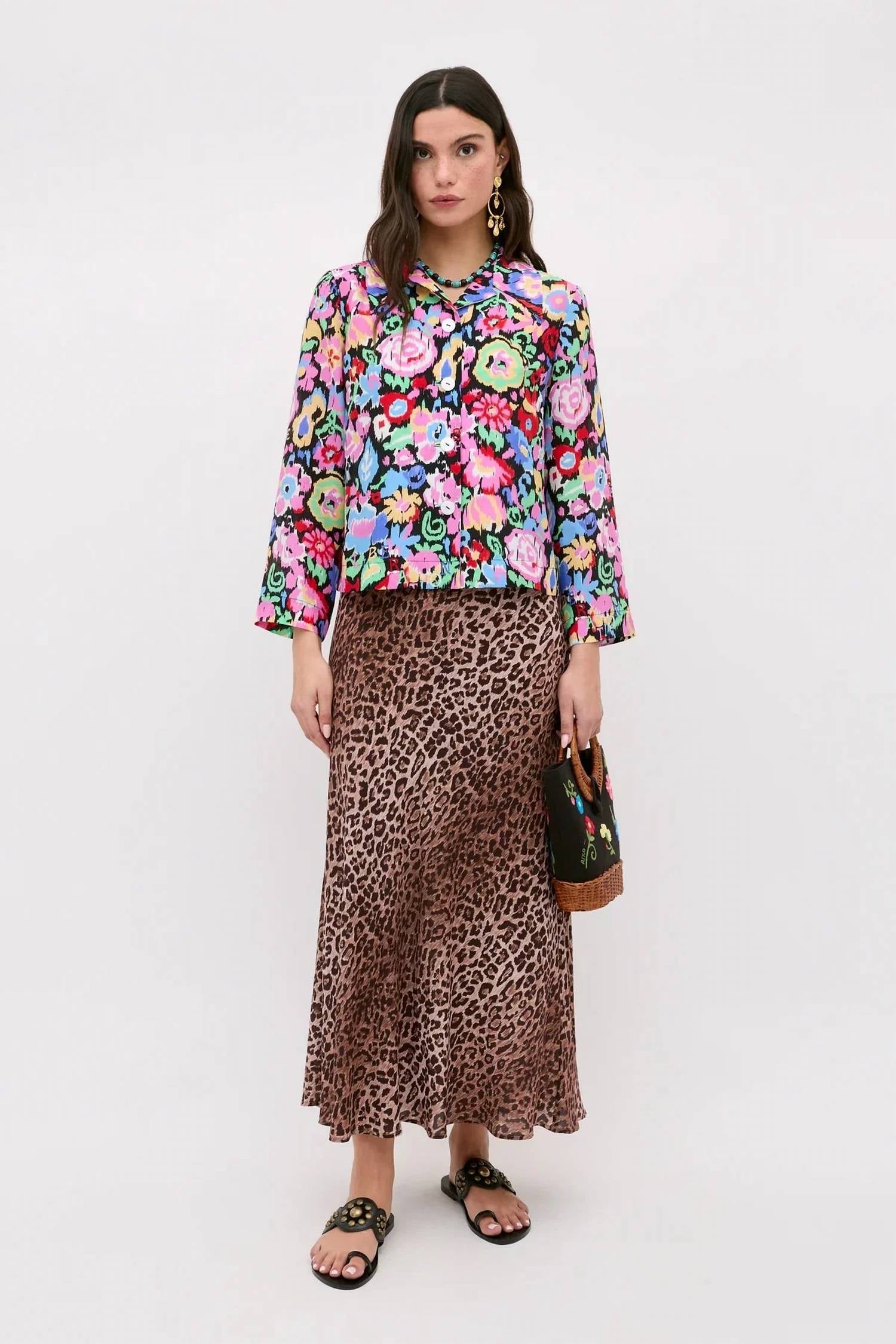 Rixo - Kelly Silk Midi Skirt