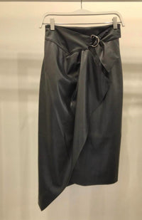 Venti6 - PU side bow belt crossover skirt