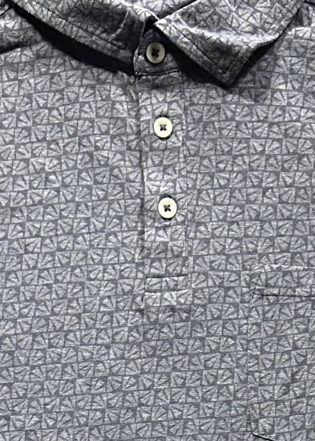 The Normal Brand Men's Waterloo Purismo Polo in grey - men's shirt - detail view