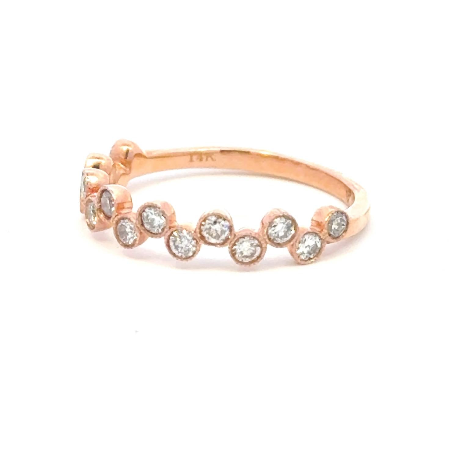 Aamiaa - 0.45 Carat Natural Round Diamond Bezel Set Band Ring