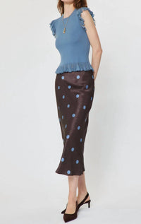 Current Air - All Over Polka Dot Silk Midi Skirt