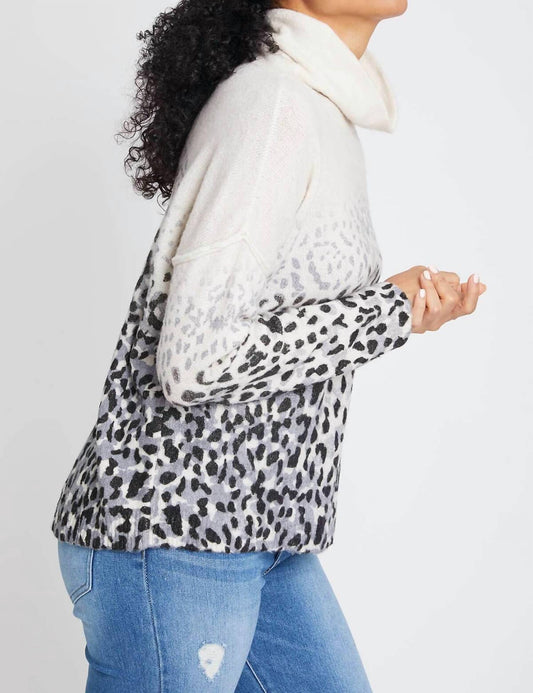Faded Leopard Cowl Neck Sweater