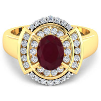 Diana M Jewels Women's Oval Natural Ruby Fashion Ring (1.97 Ct) - Classic in 14k yellow gold - women's jewelry