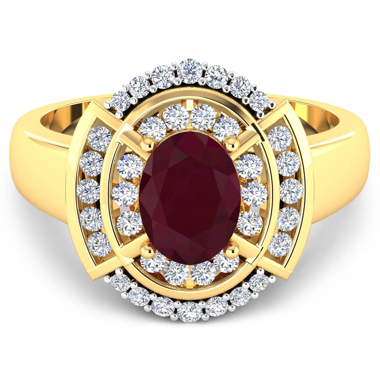 Diana M Jewels Women's Oval Natural Ruby Fashion Ring (1.97 Ct) - Classic in 14k yellow gold - women's jewelry