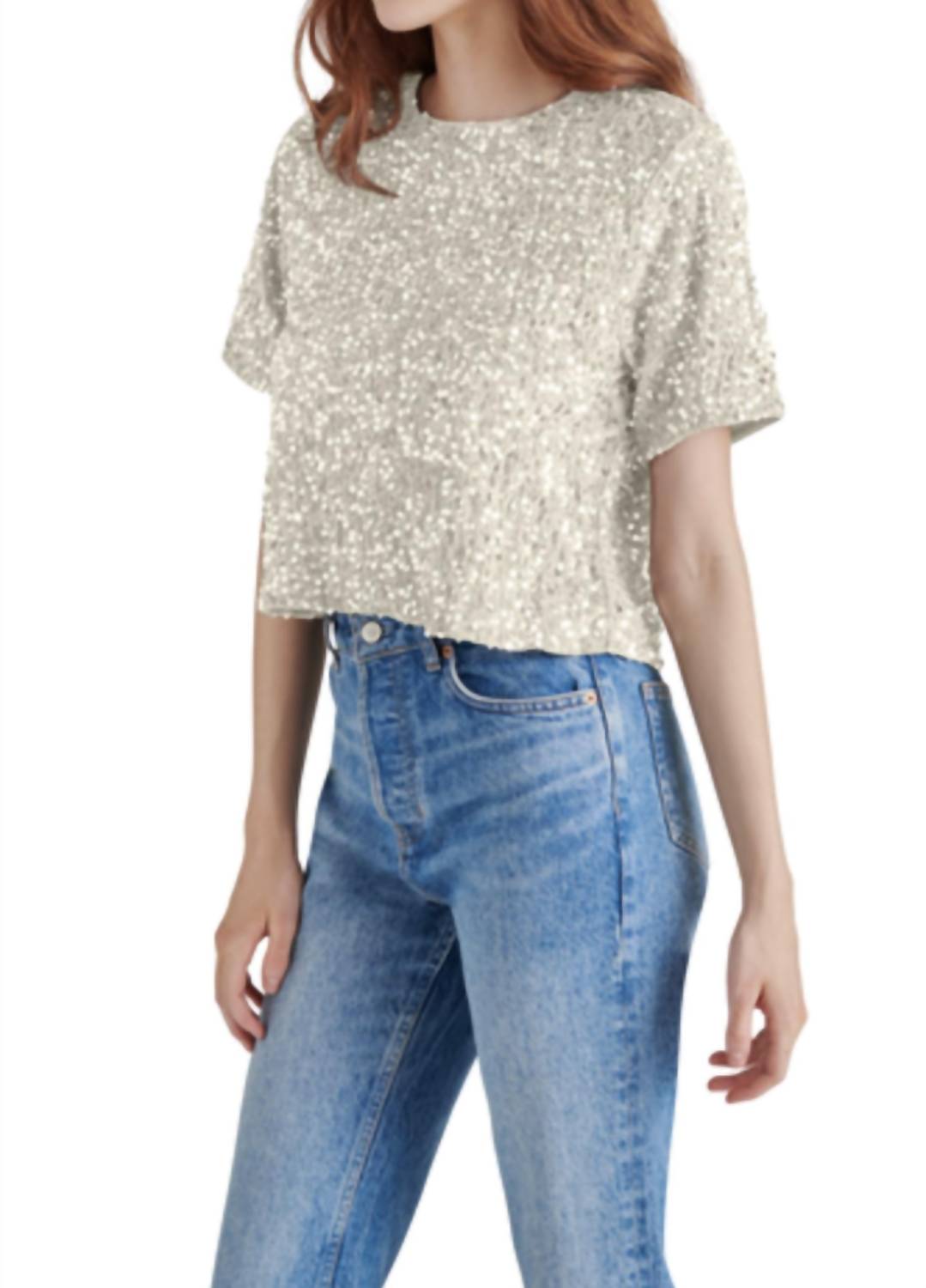 STEVE MADDEN Cressa Sequin Crewneck Top - women's blouse - alternate view