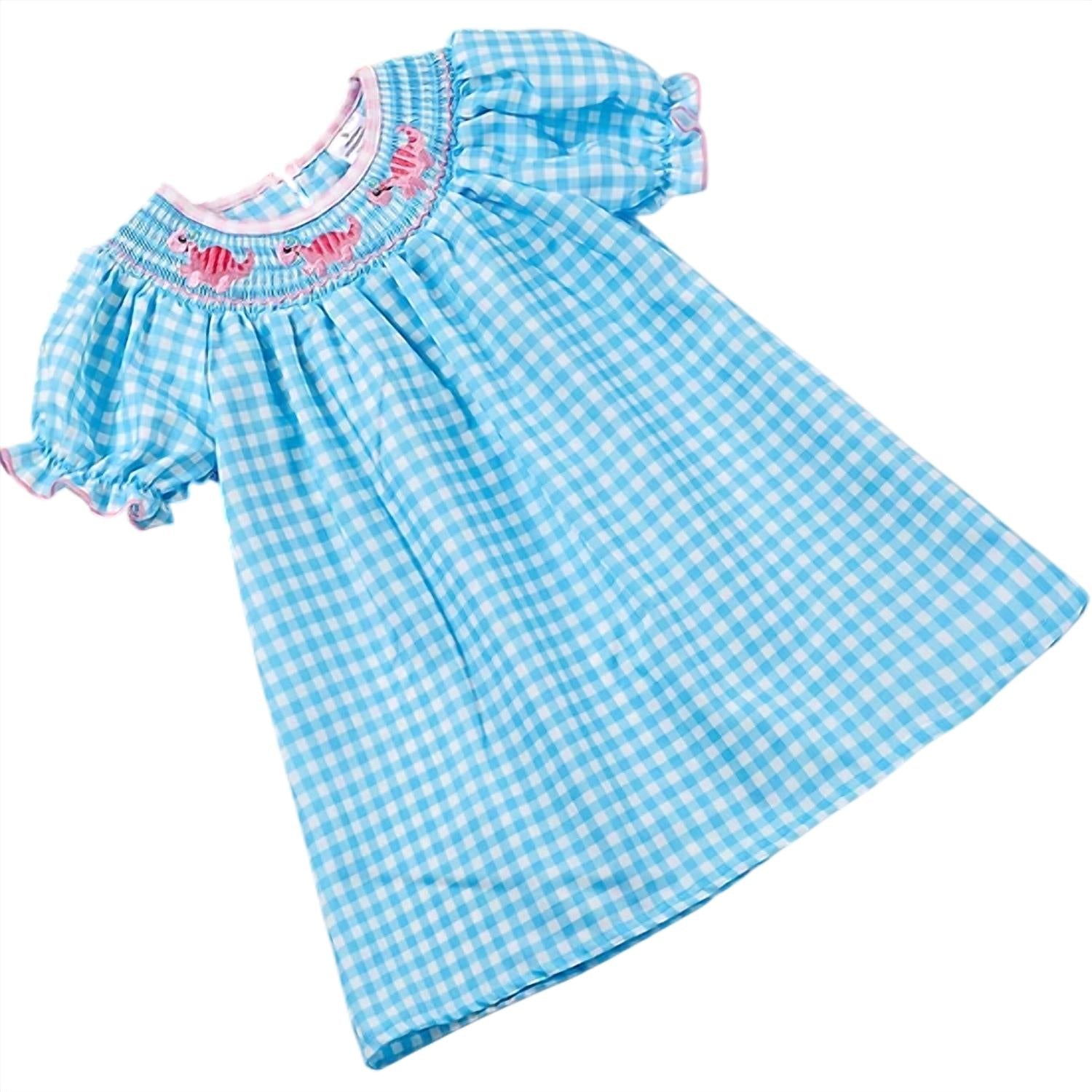 Okie + Lou - Girls Dino Checkered Dress