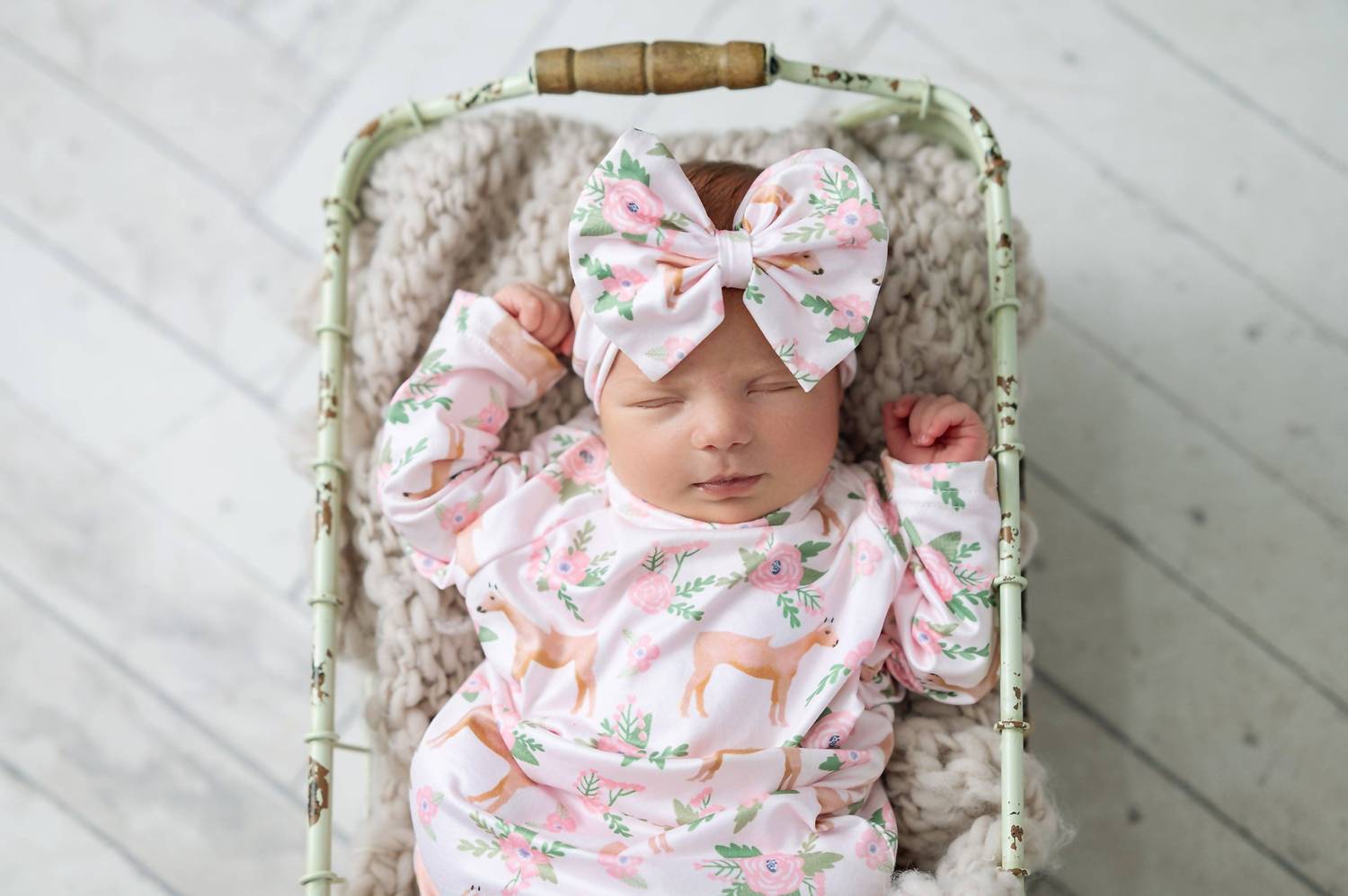 Adorable Sweetness - Infant Girls Cowgirl Baby Gown Set With Bow