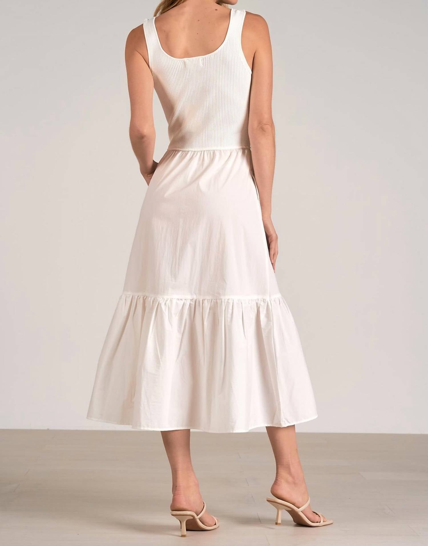 ELAN Mixed Media Dress in off white - women's dress - alternate view