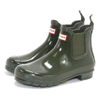 HUNTER Women's Chelsea Gloss Rain Boots in dark olive - women's shoe