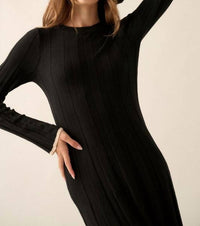 PROMESA Ribbed Knit Maxi Sweater Dress in black - women's dress - alternate view