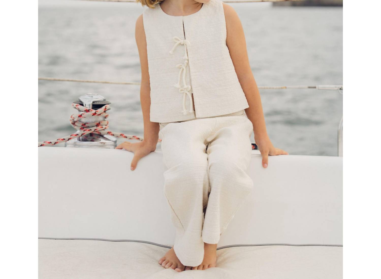 Rylee + Cru Girl's Logan Pants in natural - kids' item - detail view