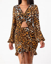 Cheetah Cut Out Mini Dress