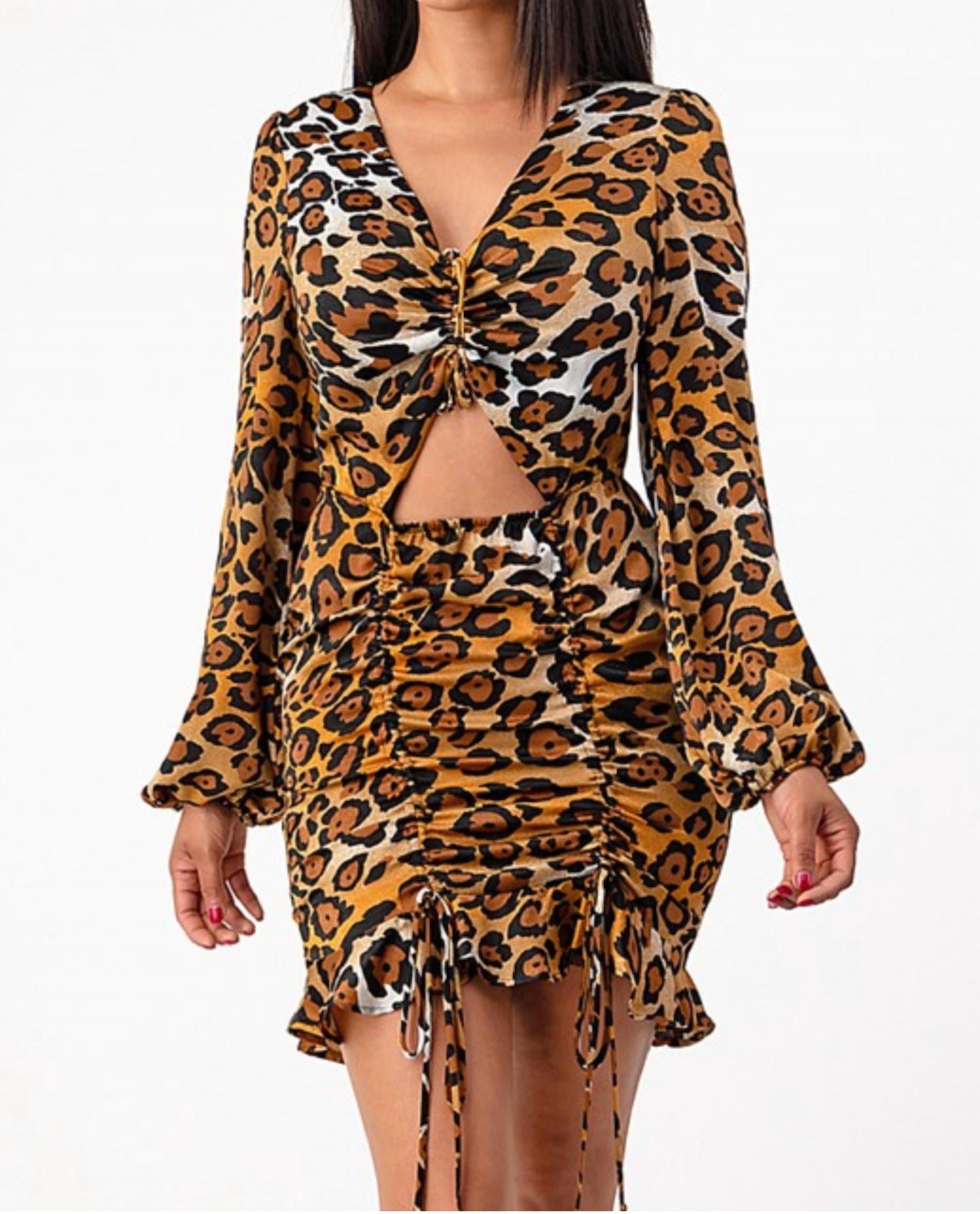 Cheetah Cut Out Mini Dress