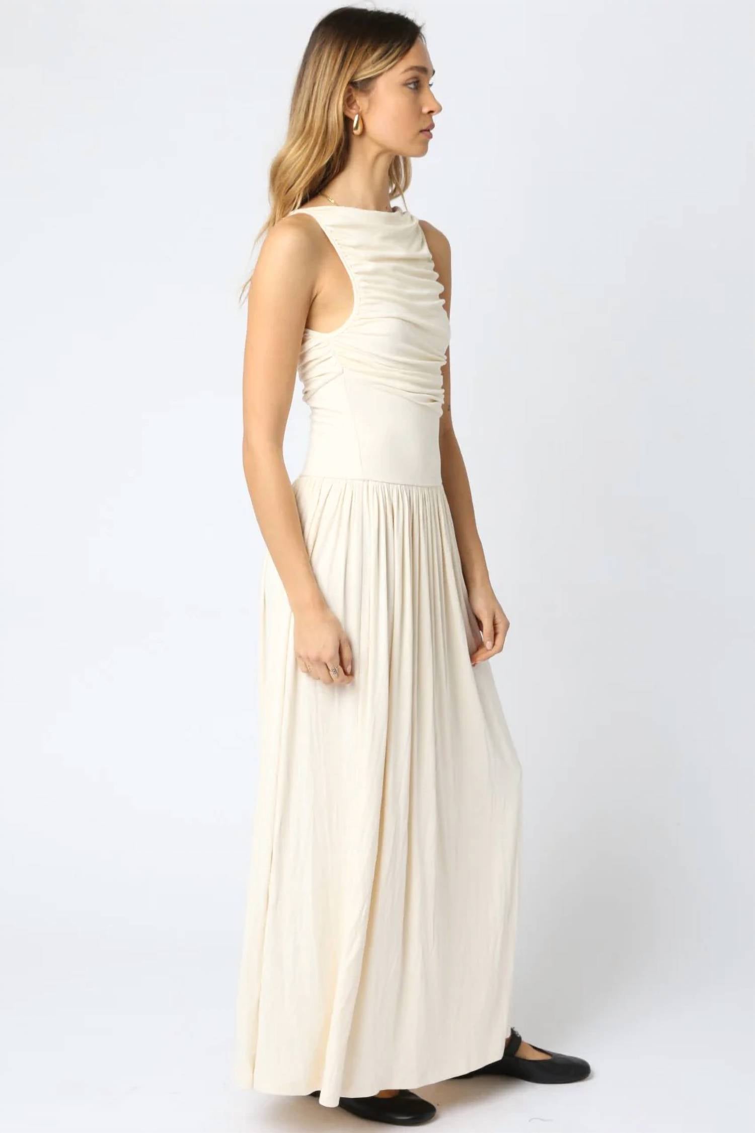 Olivaceous - Kyla Ruched Maxi Dress