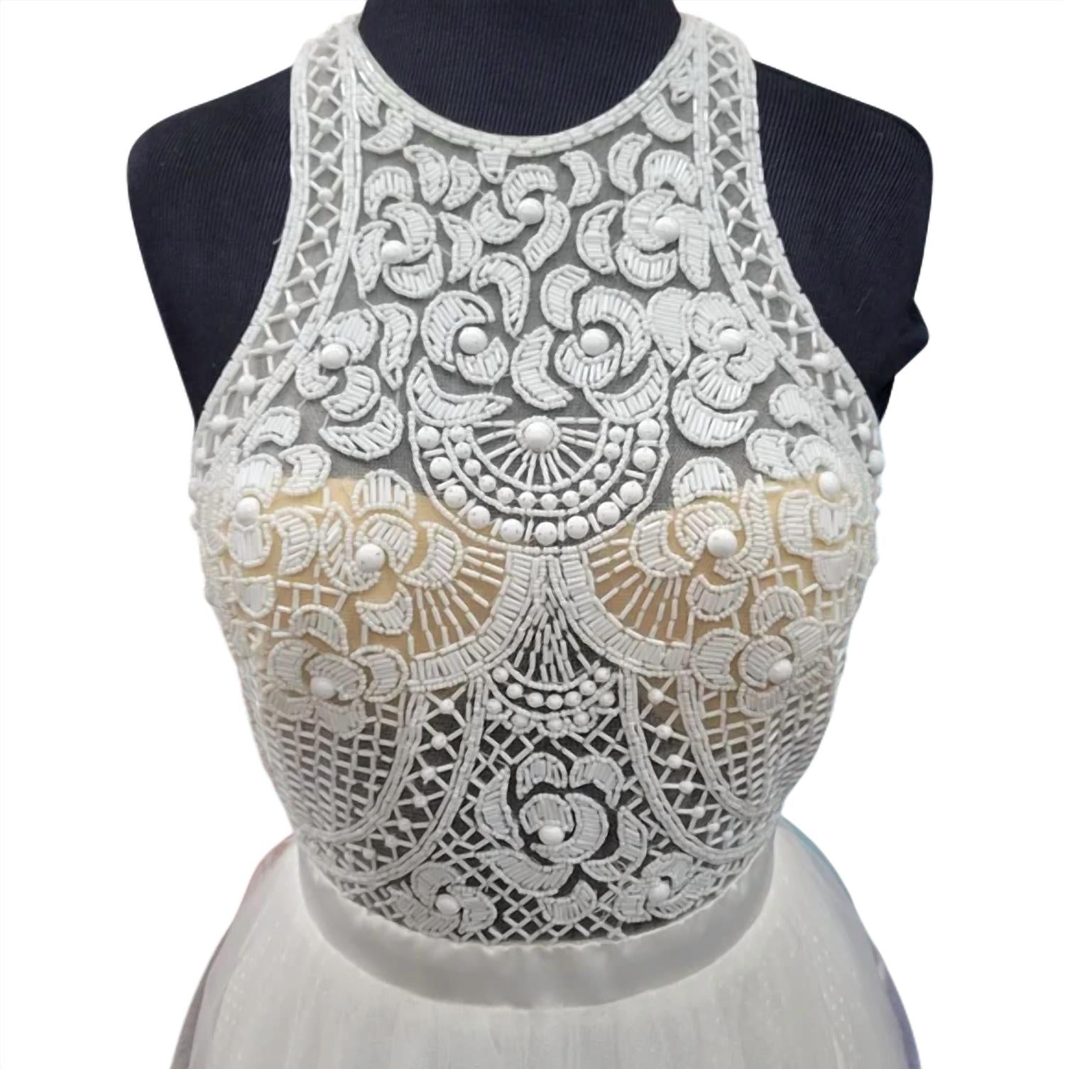 Precious Formals - Beaded Illusion Formal Ball Gown