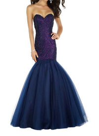 ALYCE PARIS Sweetheart Tulle Mermaid Gown in navy - women's dress