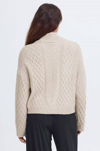 ICHI Ihmylle Mockneck Sweater in oatmeal - women's sweater - detail view