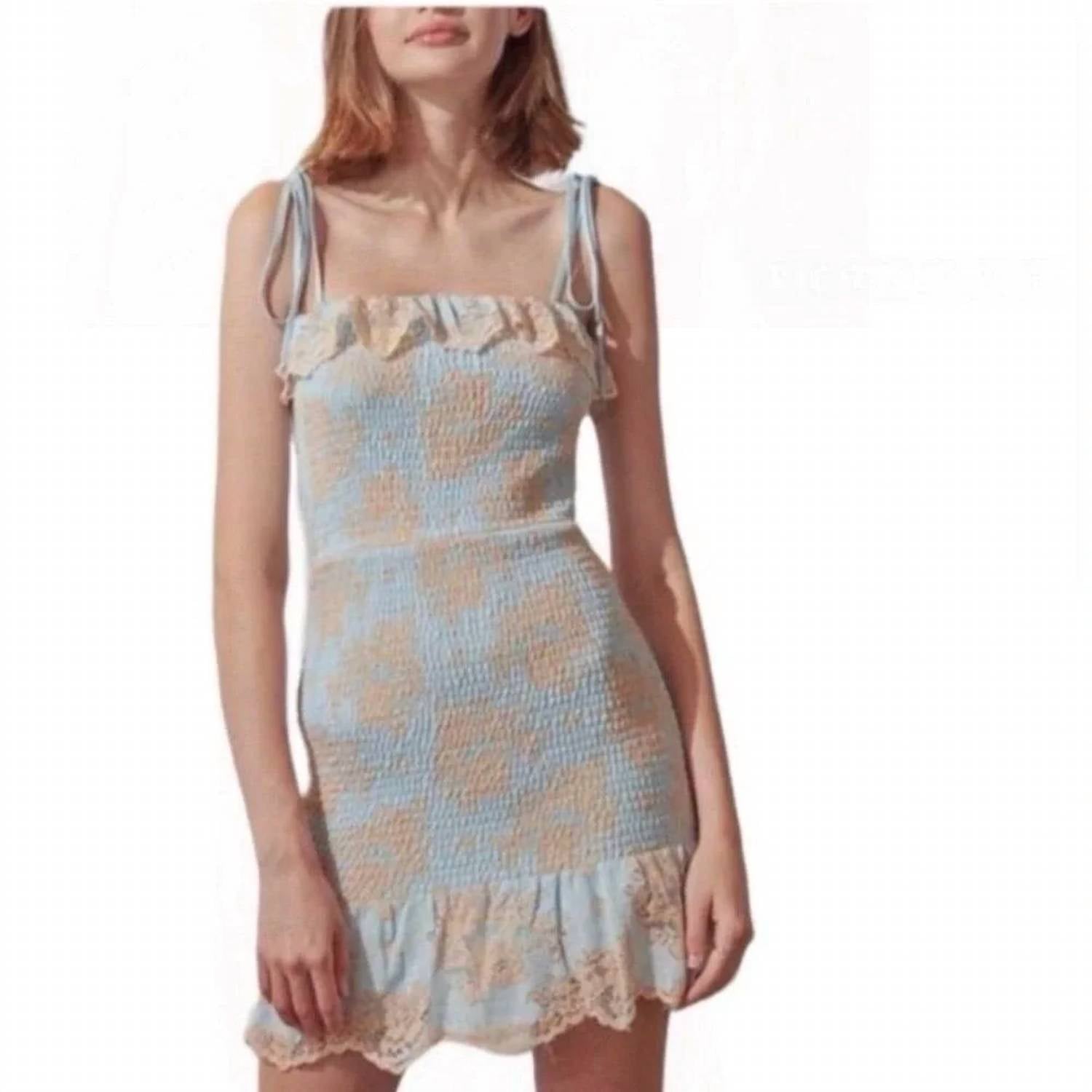 Storia - Women's Smocked Floral Tie Shoulder Mini Dress