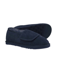 Lamo Women's Closed Toe Heel Wrap Bootie Wide Slippers in navy - women's shoe - detail view