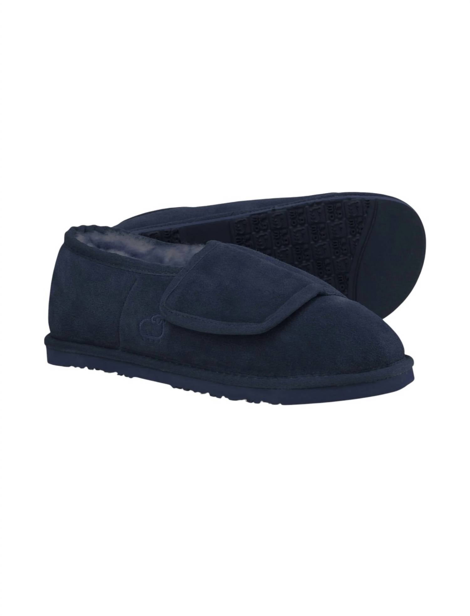 Lamo Women's Closed Toe Heel Wrap Bootie Wide Slippers in navy - women's shoe - detail view