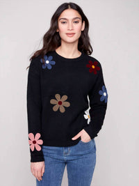 Charlie B - Boucle Flowers Long Sleeve Sweater