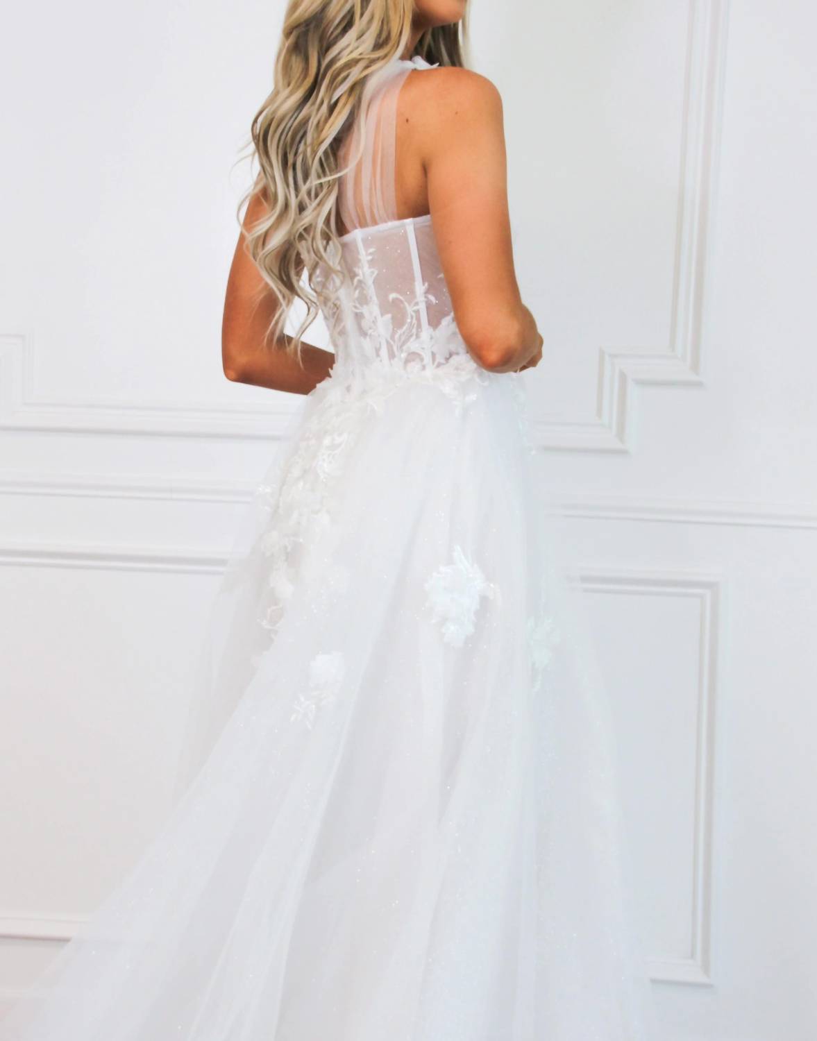 Andrea & Leo Couture - Garden Wedding One Shoulder Floral Applique Tulle Dress