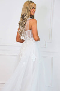 Andrea & Leo Couture - Garden Wedding One Shoulder Floral Applique Tulle Dress
