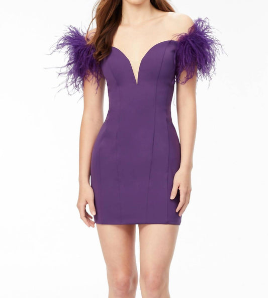 Ashleylauren - Feather Scuba Cocktail Dress