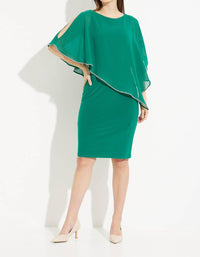 Joseph Ribkoff - Sheath Ruched Cape Dress