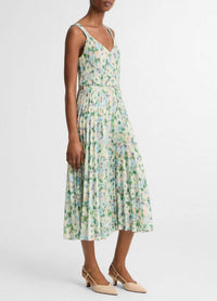 Vince - Painted Garden V-Neck Pleated Dress