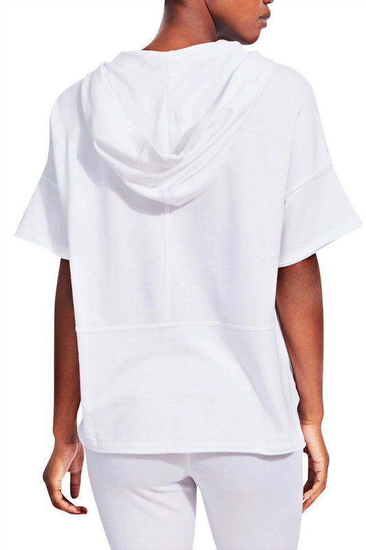 Kensie - V-Neck Ribbed Short Sleeve Pullover Sweatshirt