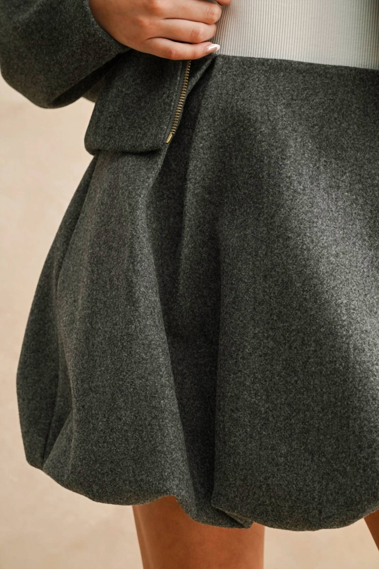Miou Muse - Nina Pleated Detail Balloon Mini Skirt