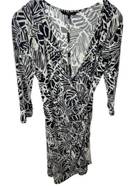 Amelia NY Women's Matte Jersey Dress in blue ivory print stretch - women's dress