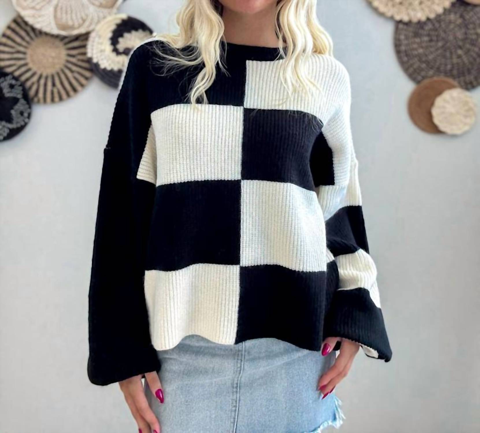 &Merci - Women's Checkmate Cozy Sweater