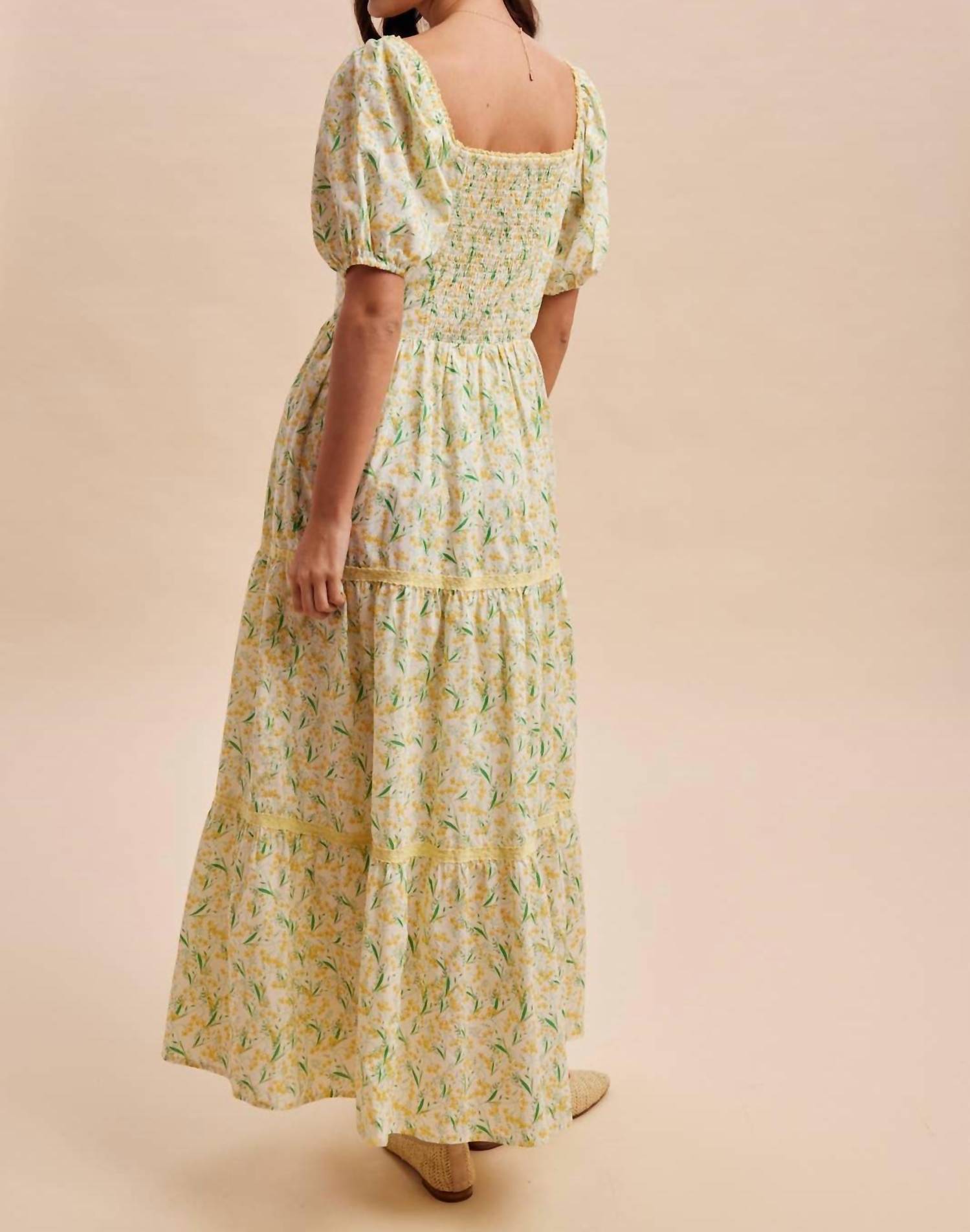 In-Loom - Women's Floral Square Neck Maxi Dress