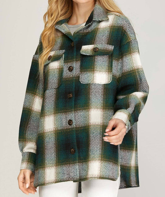 She + Sky - Flannel Plaid Jacket