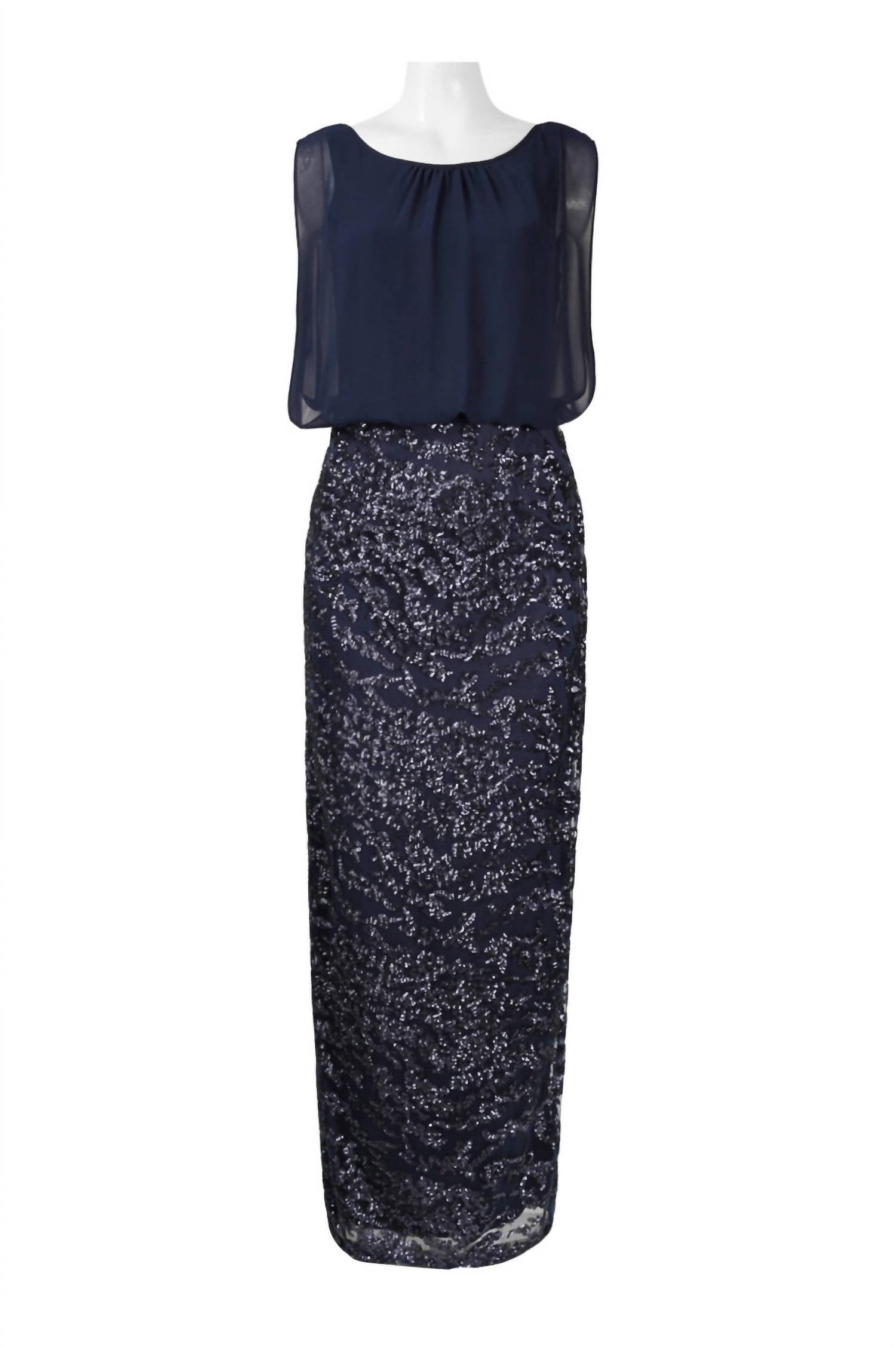 Aidan Mattox - Overlay Sequined Long Evening Dress