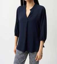 Joseph Ribkoff WOVEN TWILL TUNIC TOP in navy - women's shirt