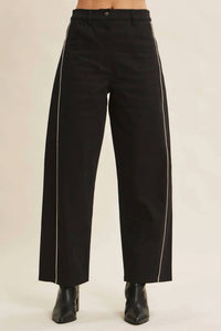 In February - Talia Contrast Piped Barrel-leg Pants