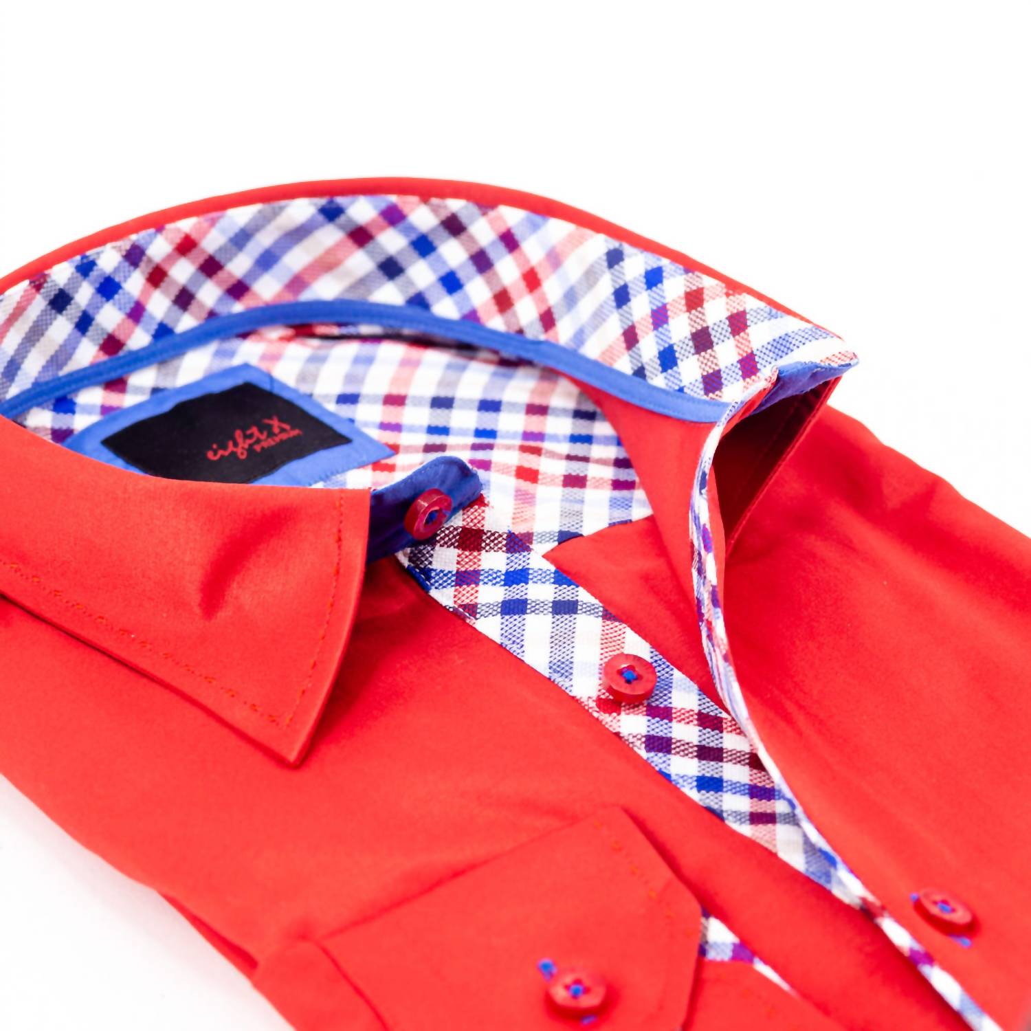 Eight X - Men's Button Down Shirt With Plaid Trim