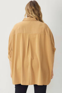 Entro - Dolman Curvy 3/4 Sleeve Button Up Top