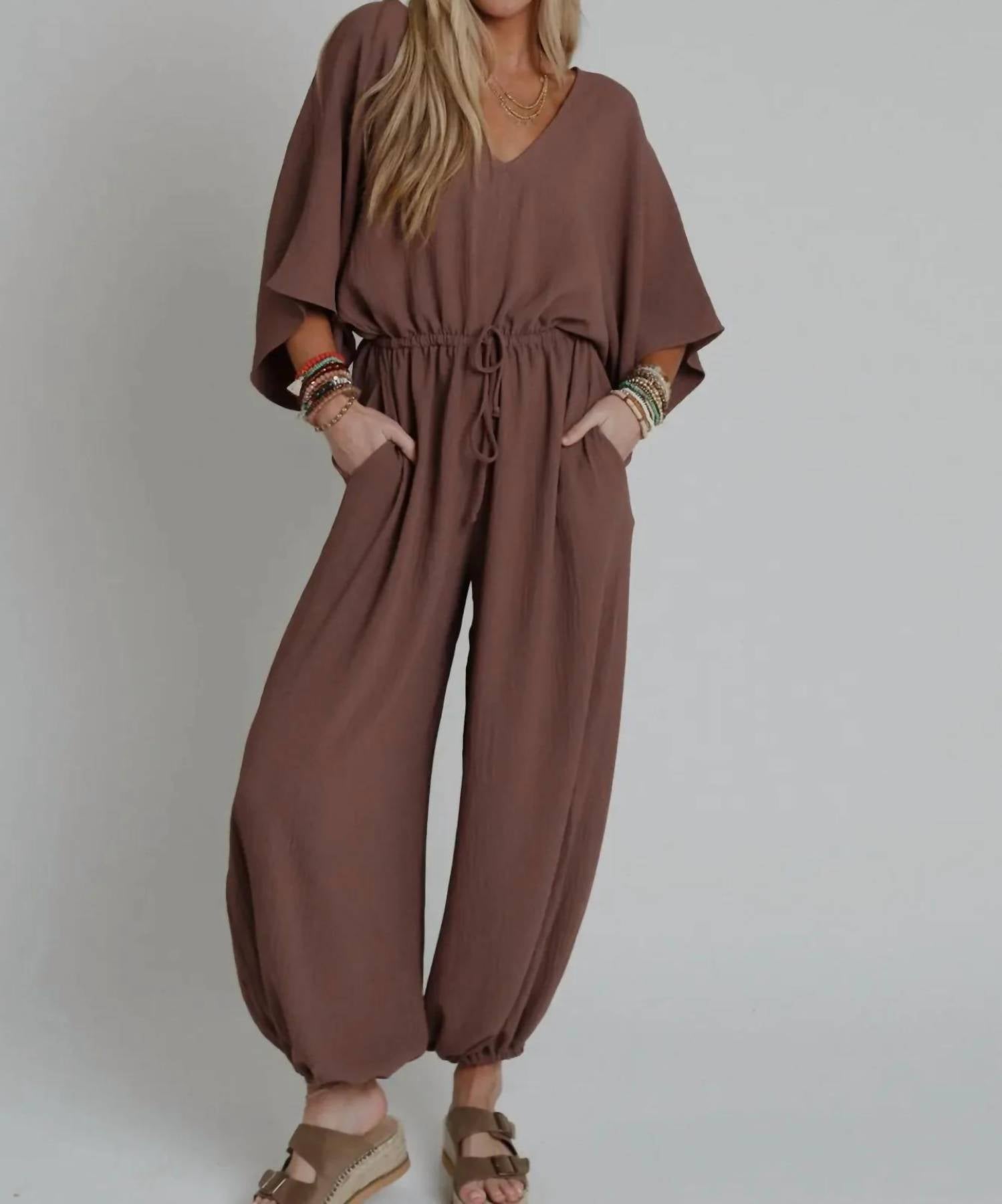 Three Bird Nest - New Love Relaxed Drawstring Jumpsuit