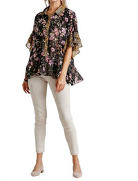 Umgee - Floral & Animal Print Top