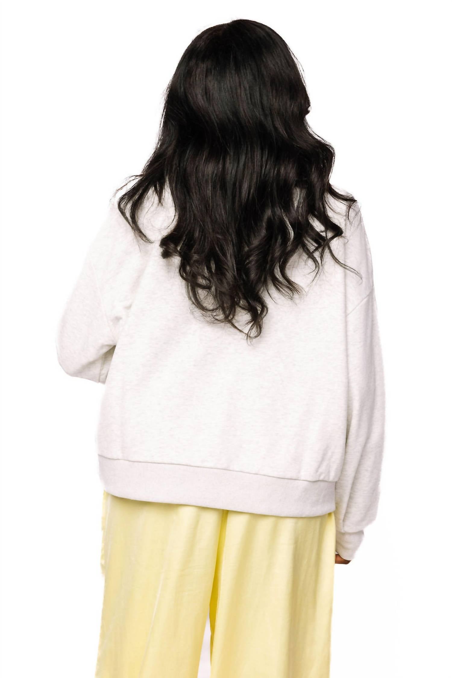 QUEEN OF SPARKLES Nurse Multi Fabric Sweatshirt in grey - women's top - alternate view