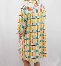 Entro - Mixed Print Button Up Mini Dress