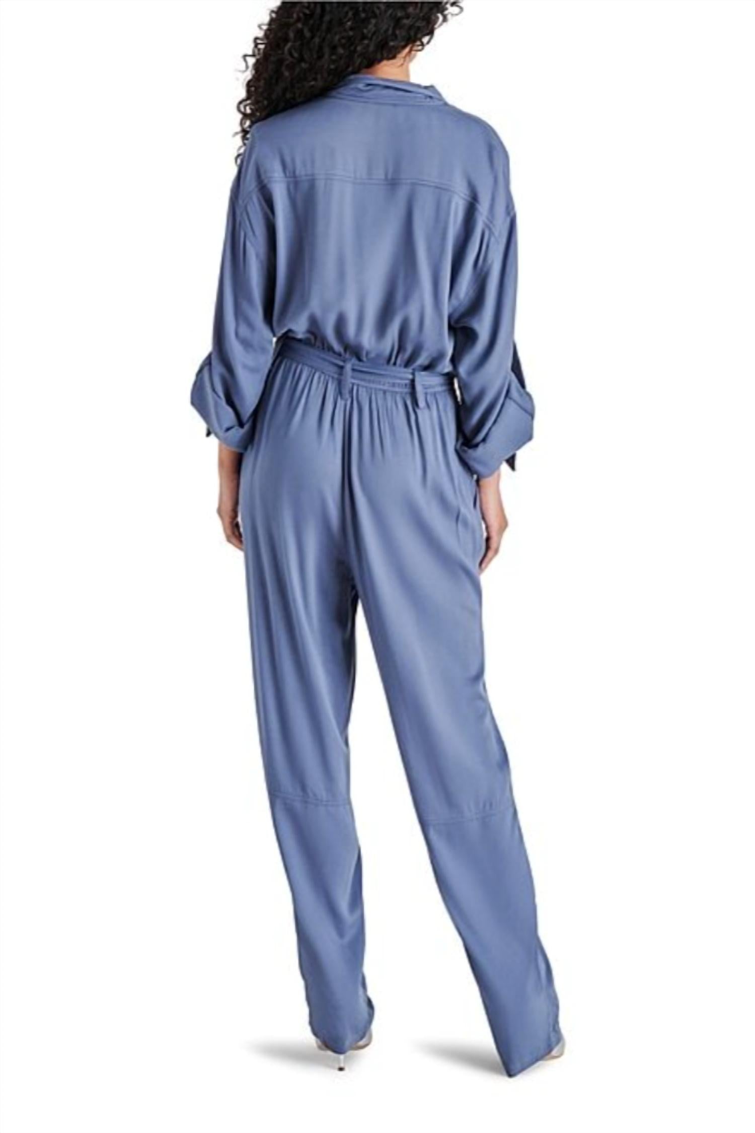 STEVE MADDEN Audio Jumpsuit in light indigo - women's pants - detail view